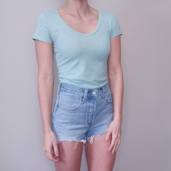 3/$30 Victoria's Secret Blue ScoopNeck ShortSleeve - Picture 2 of 12